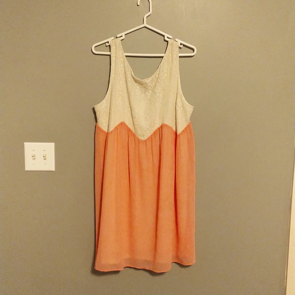 Peach dress.  Super cute.